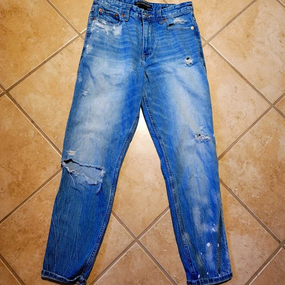 Abercrombie & Fitch Women's High Rise Distressed Blue Jeans